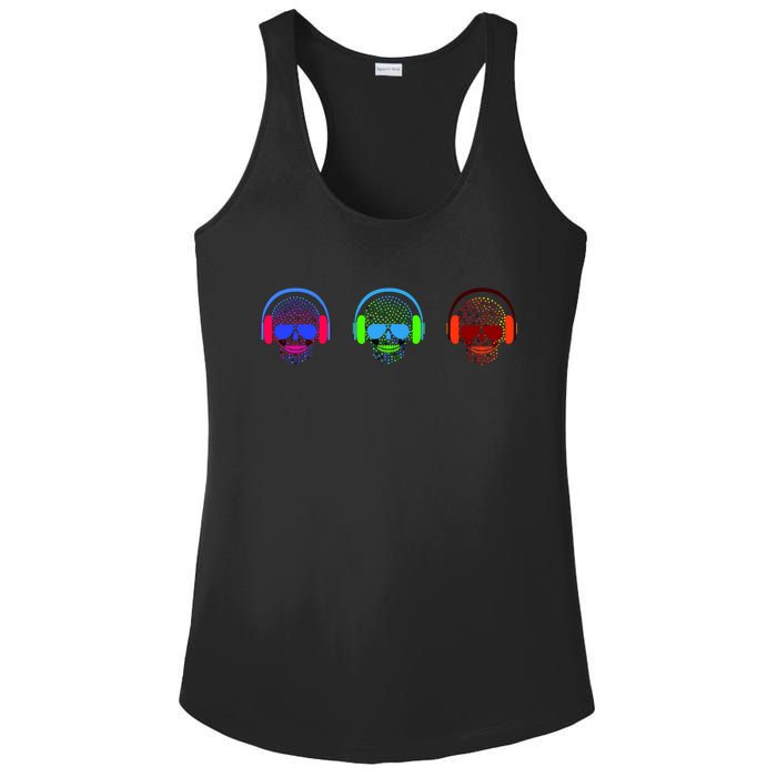 Skull Icons With Headphones Ladies PosiCharge Competitor Racerback Tank