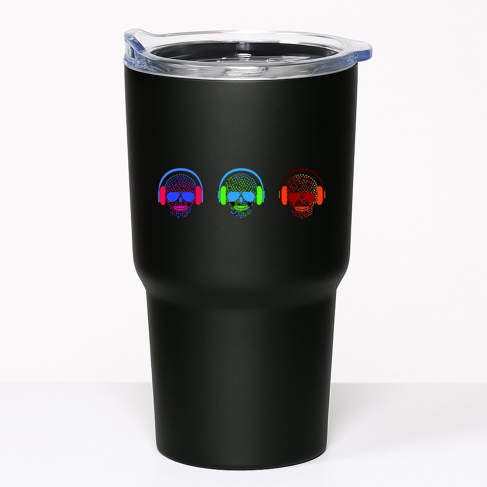 Skull Icons With Headphones Tumbler