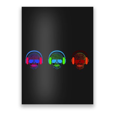 Skull Icons With Headphones Poster