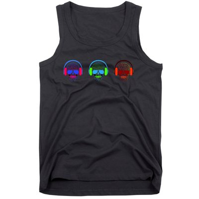 Skull Icons With Headphones Tank Top