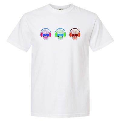 Skull Icons With Headphones Garment-Dyed Heavyweight T-Shirt