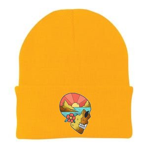 Skull Landscape Sunset Knit Cap Winter Beanie