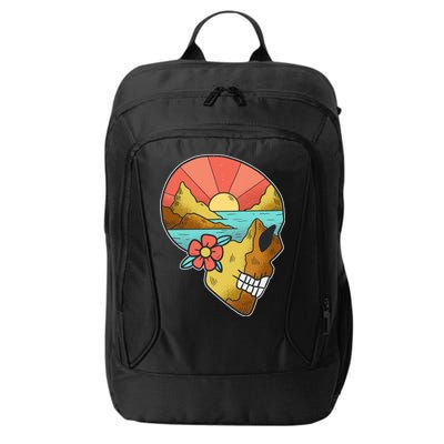 Skull Landscape Sunset City Backpack