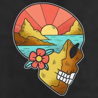 Skull Landscape Sunset Adult Drive Performance Visor