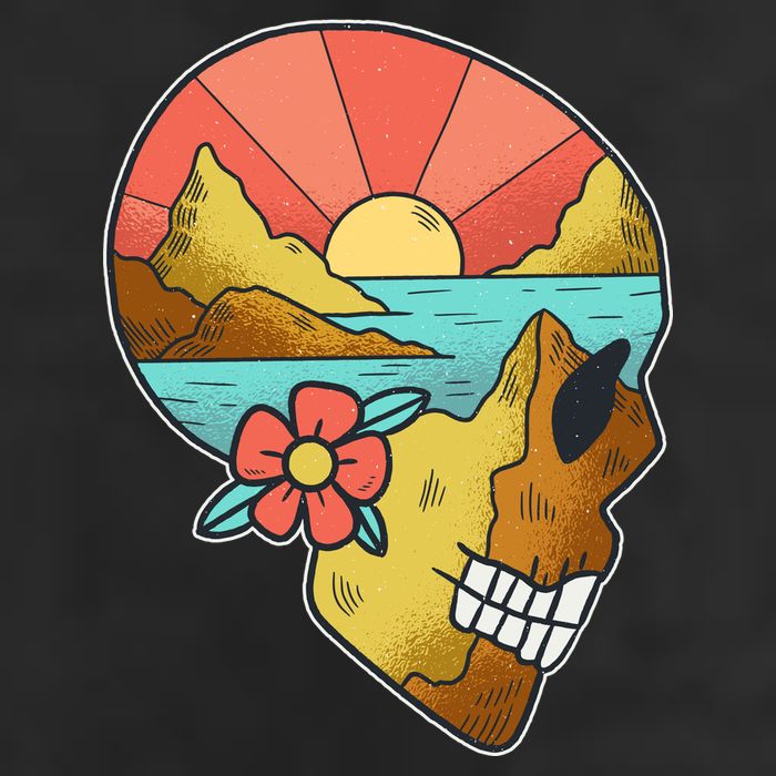 Skull Landscape Sunset Adult Drive Performance Visor