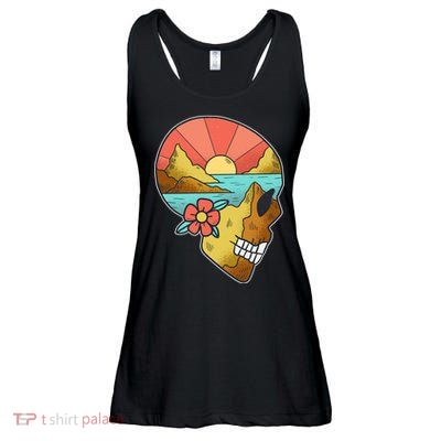 Skull Landscape Sunset Ladies Essential Flowy Tank