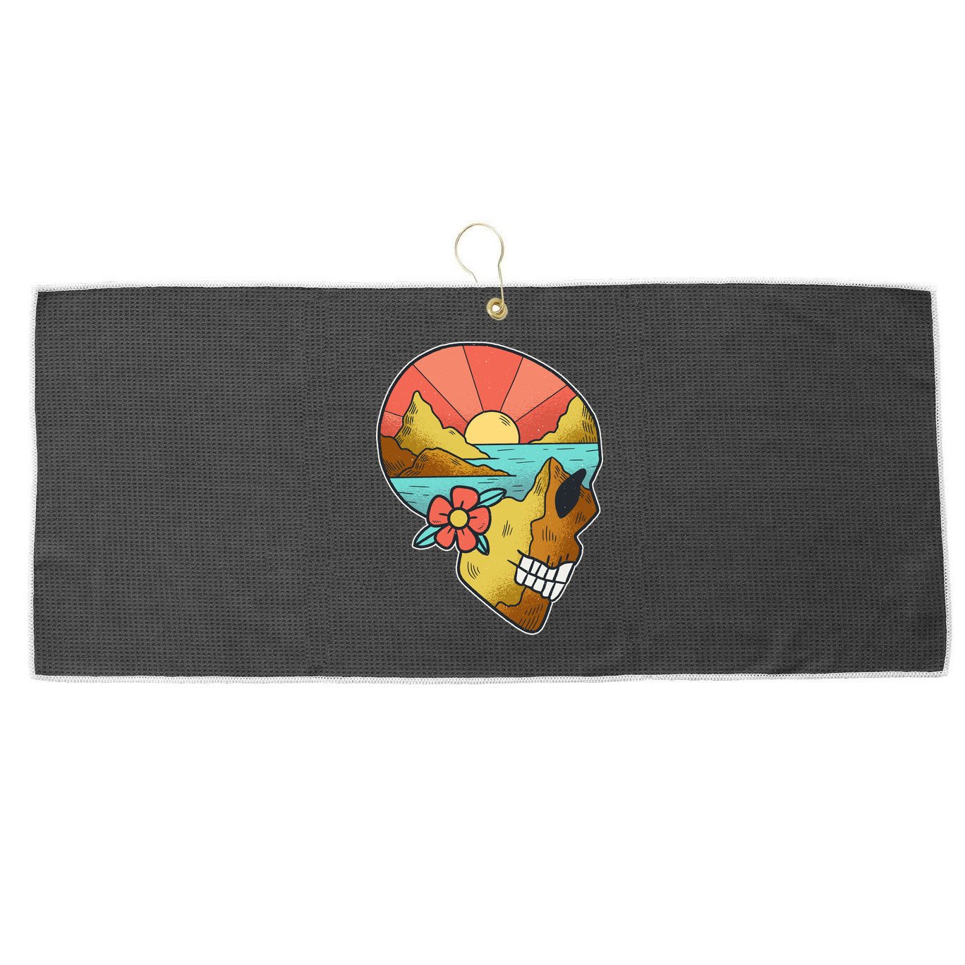 Skull Landscape Sunset Large Microfiber Waffle Golf Towel