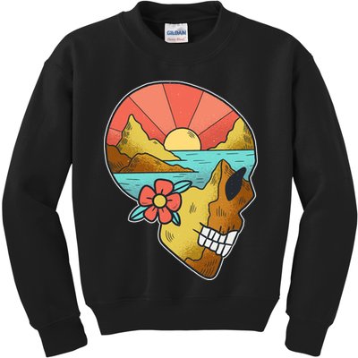 Skull Landscape Sunset Kids Sweatshirt