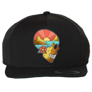 Skull Landscape Sunset Wool Snapback Cap