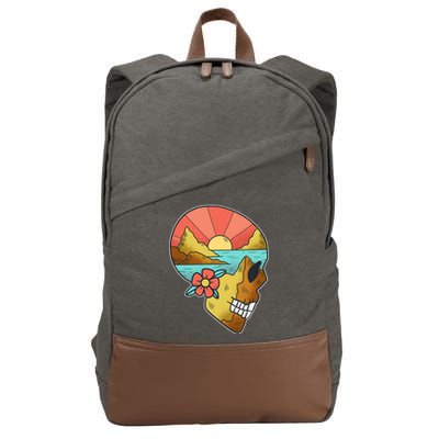 Skull Landscape Sunset Cotton Canvas Backpack