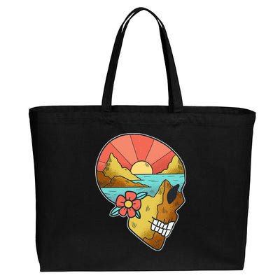 Skull Landscape Sunset Cotton Canvas Jumbo Tote