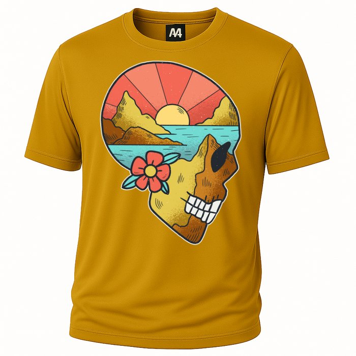 Skull Landscape Sunset Cooling Performance Crew T-Shirt