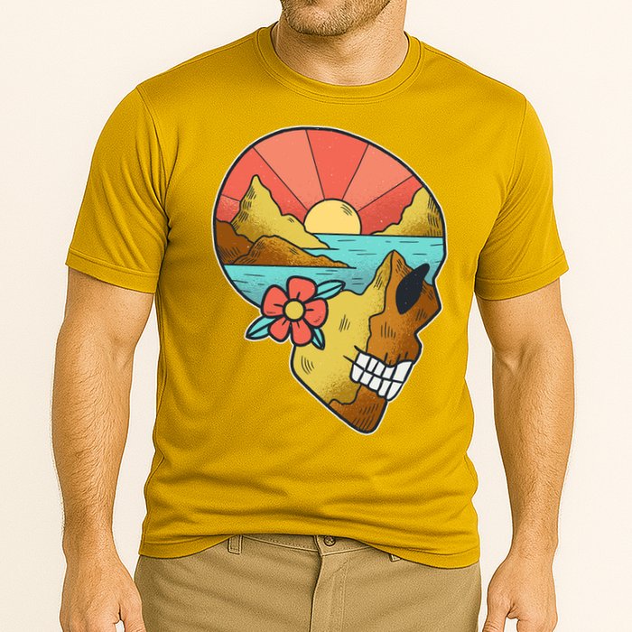 Skull Landscape Sunset Cooling Performance Crew T-Shirt