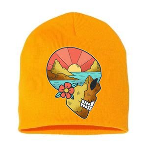 Skull Landscape Sunset Short Acrylic Beanie