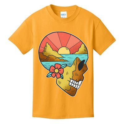 Skull Landscape Sunset Kids T-Shirt