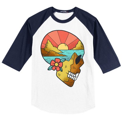 Skull Landscape Sunset Baseball Sleeve Shirt