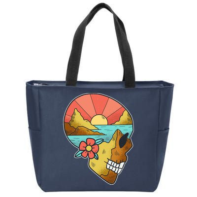 Skull Landscape Sunset Zip Tote Bag