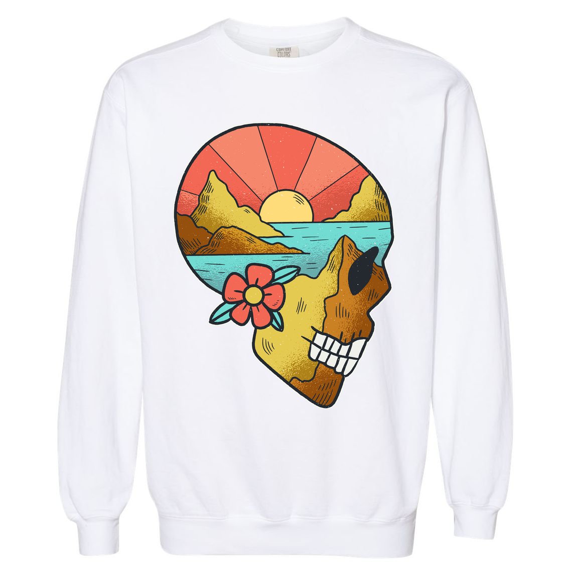 Skull Landscape Sunset Garment-Dyed Sweatshirt