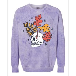 Skull Leaves Colorblast Crewneck Sweatshirt