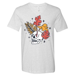 Skull Leaves V-Neck T-Shirt