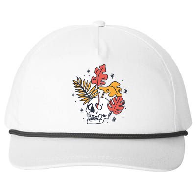 Skull Leaves Snapback Five-Panel Rope Hat