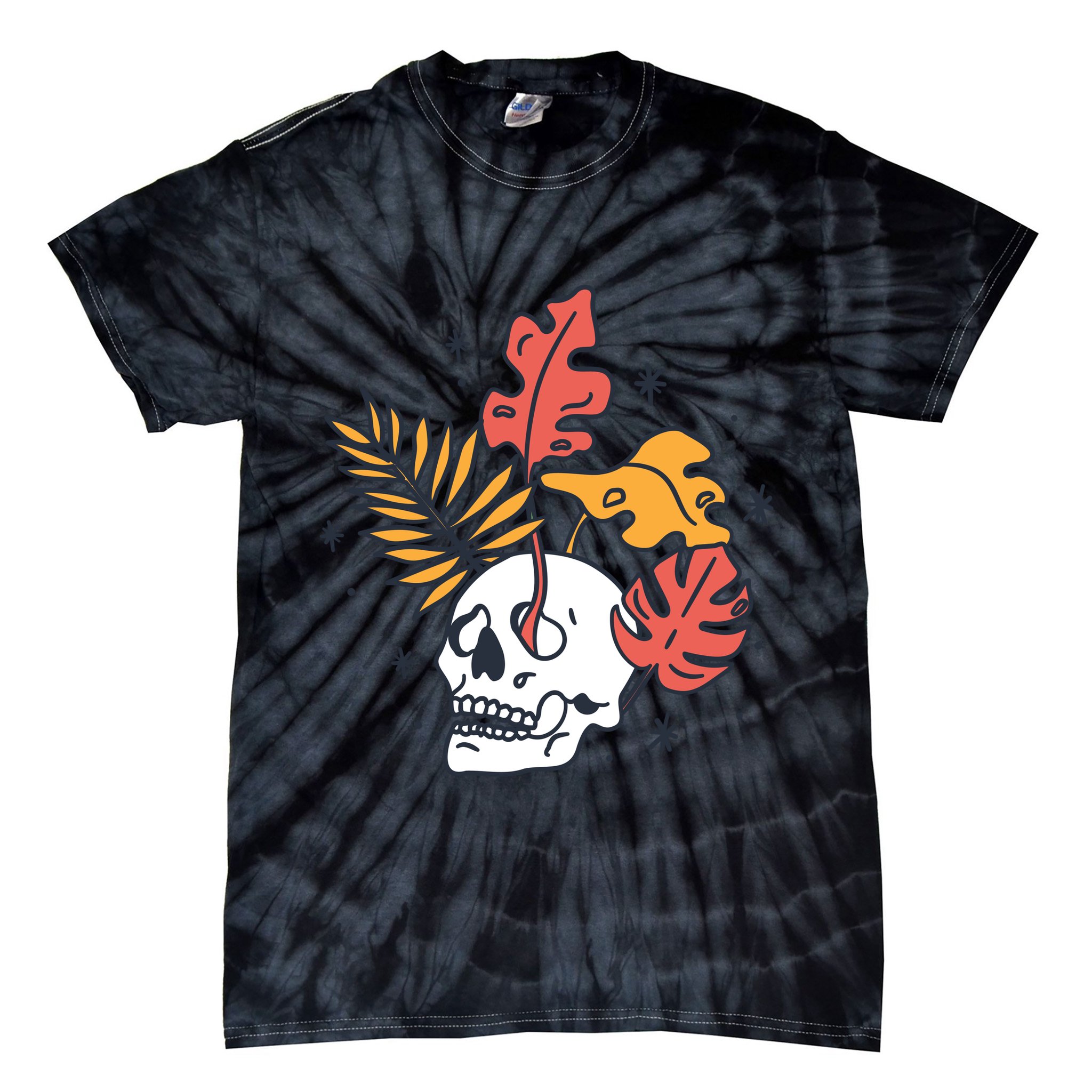 Skull Leaves Tie-Dye T-Shirt