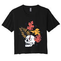 Skull Leaves Women's Crop Top Tee