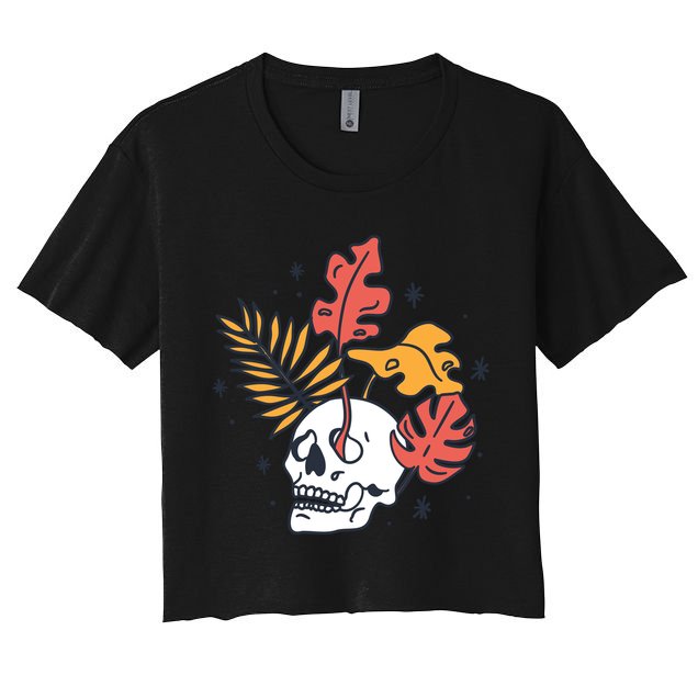 Skull Leaves Women's Crop Top Tee
