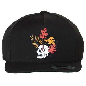 Skull Leaves Wool Snapback Cap