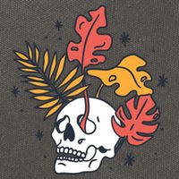 Skull Leaves Cotton Canvas Backpack