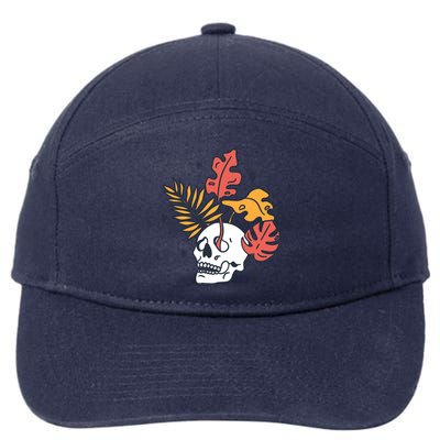 Skull Leaves 7-Panel Snapback Hat