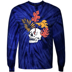 Skull Leaves Tie-Dye Long Sleeve Shirt