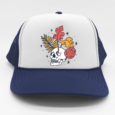 Skull Leaves Trucker Hat