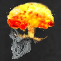 Skull Mind On Fire 7 Panel Mesh Trucker Snapback Hat