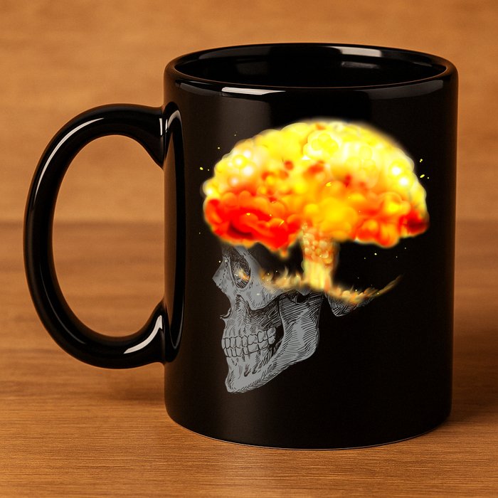 Skull Mind On Fire 11oz C Handle Ceramic Mug