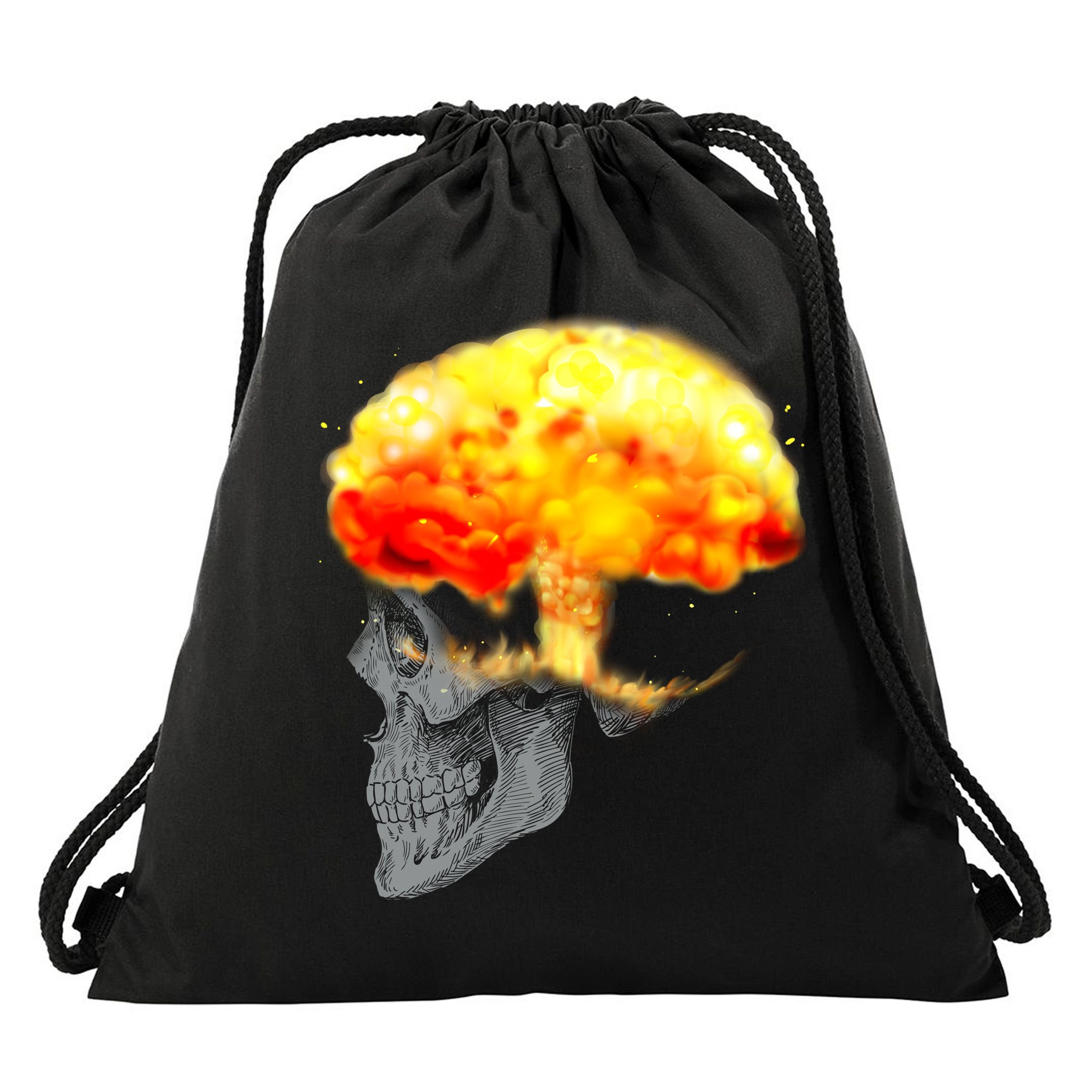 Skull Mind On Fire Drawstring Bag