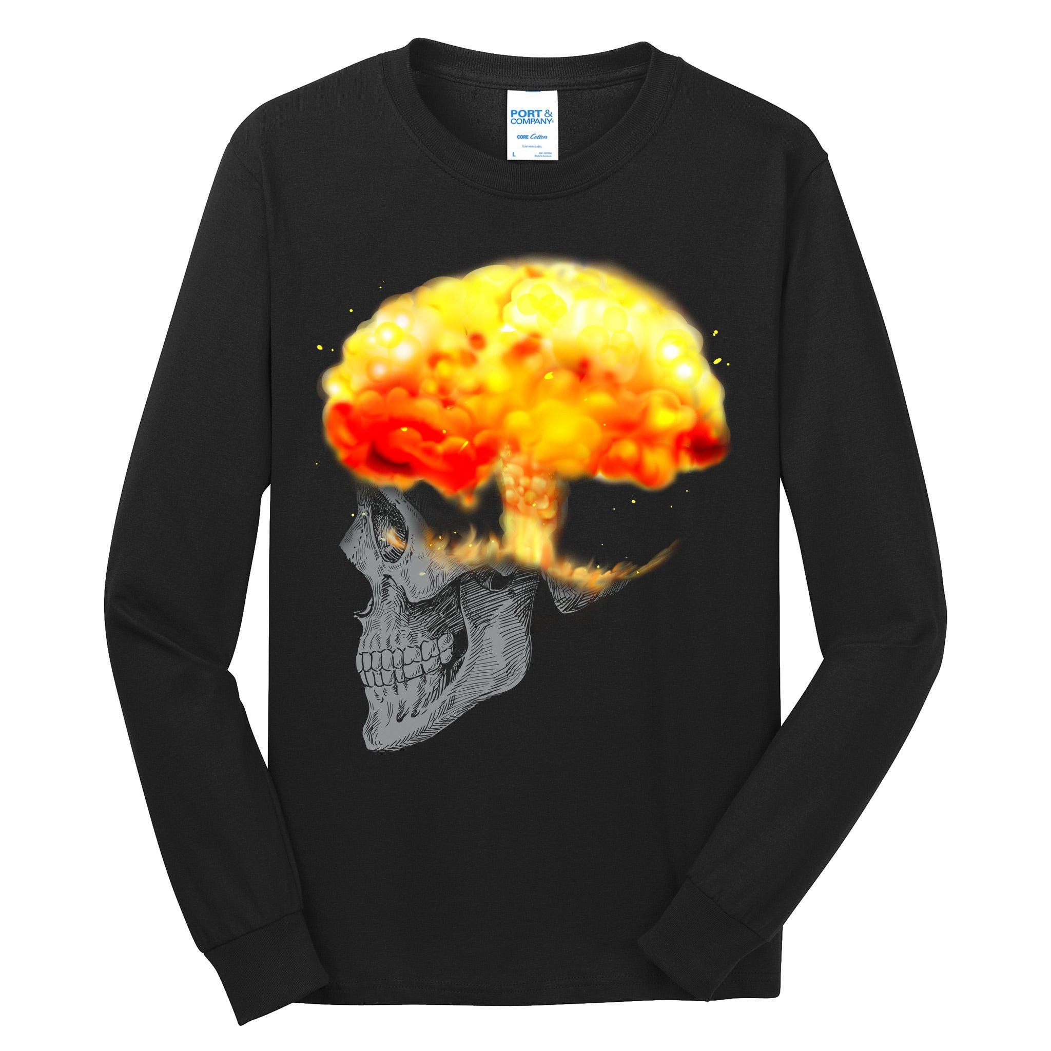 Skull Mind On Fire Tall Long Sleeve T-Shirt