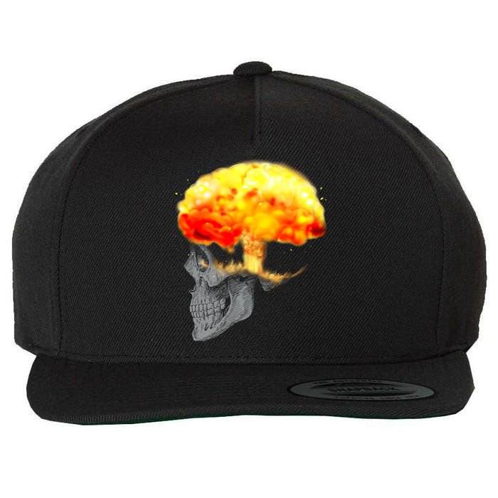 Skull Mind On Fire Wool Snapback Cap