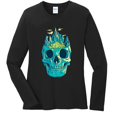 Skull Mountains Ladies Long Sleeve Shirt