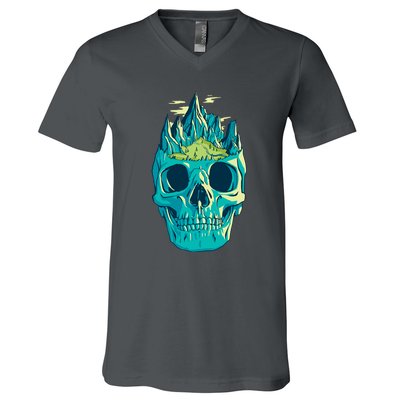 Skull Mountains V-Neck T-Shirt