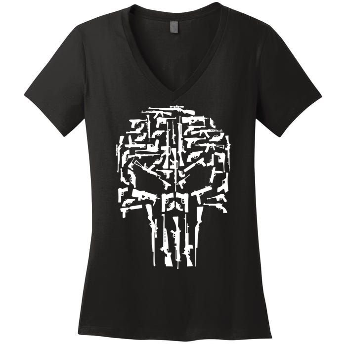Skull Of Guns Women's V-Neck T-Shirt