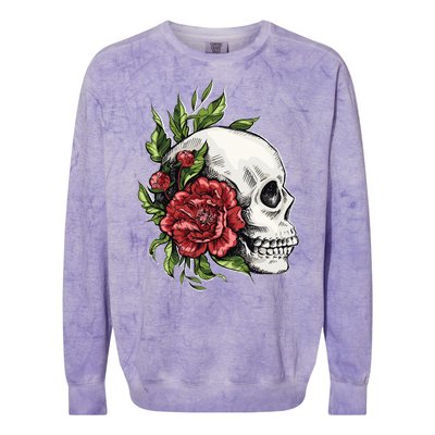 Skull Roses Colorblast Crewneck Sweatshirt