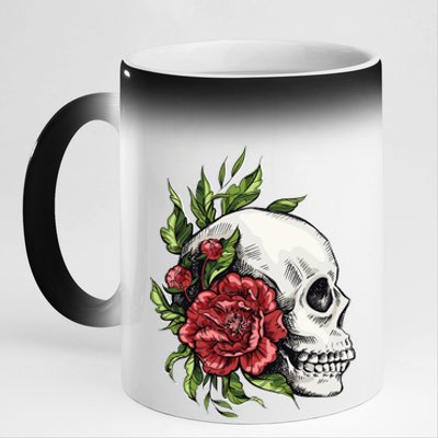 Skull Roses 11oz Black Color Changing Mug