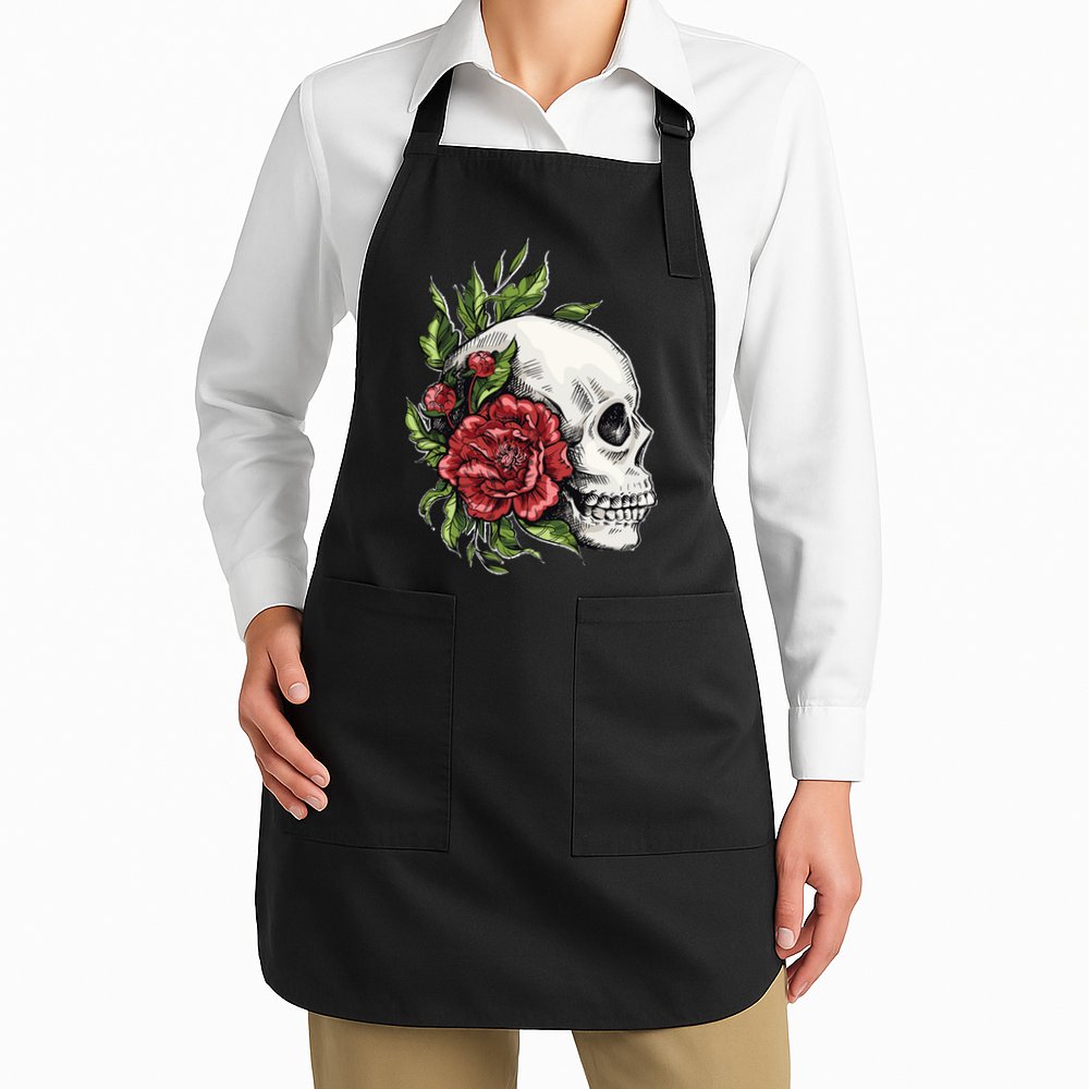 Skull Roses Apron