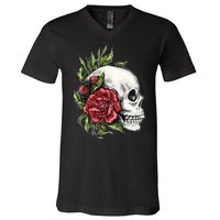 Skull Roses V-Neck T-Shirt