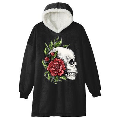 Skull Roses Hooded Wearable Blanket