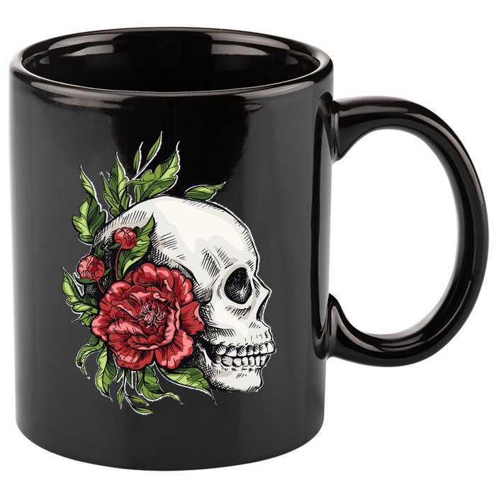 Skull Roses 11oz C Handle Ceramic Mug