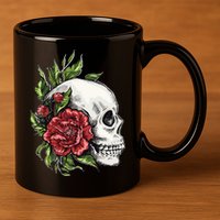 Skull Roses 11oz C Handle Ceramic Mug
