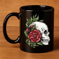 Skull Roses 11oz C Handle Ceramic Mug