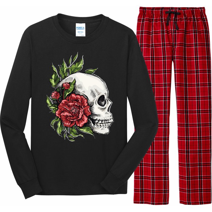 Skull Roses Long Sleeve Pajama Set